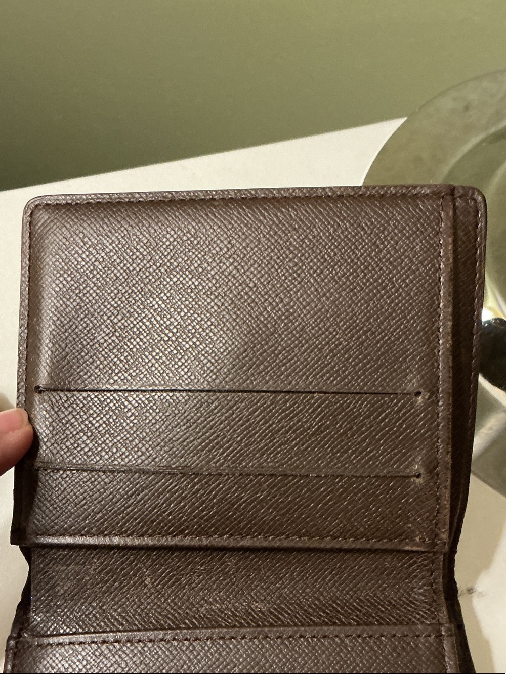 Louis Vuitton Authentic Ebene Brown Tan Damier Compact Wallet with Snap with COA - Picture 6 of 12